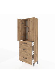 Arges Dolap 3 Raflı 3 Çekmeceli 2 Kapaklı 60x30x182 - S23M020V9A