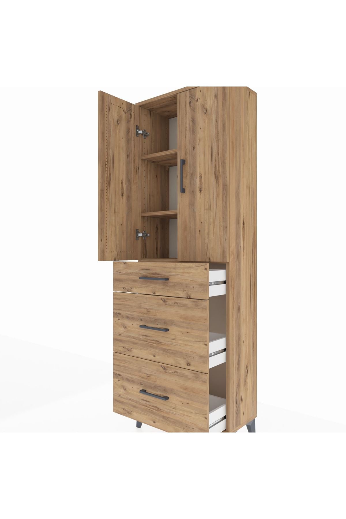 Arges Dolap 3 Raflı 3 Çekmeceli 2 Kapaklı 60x30x182 - S23M020V9A
