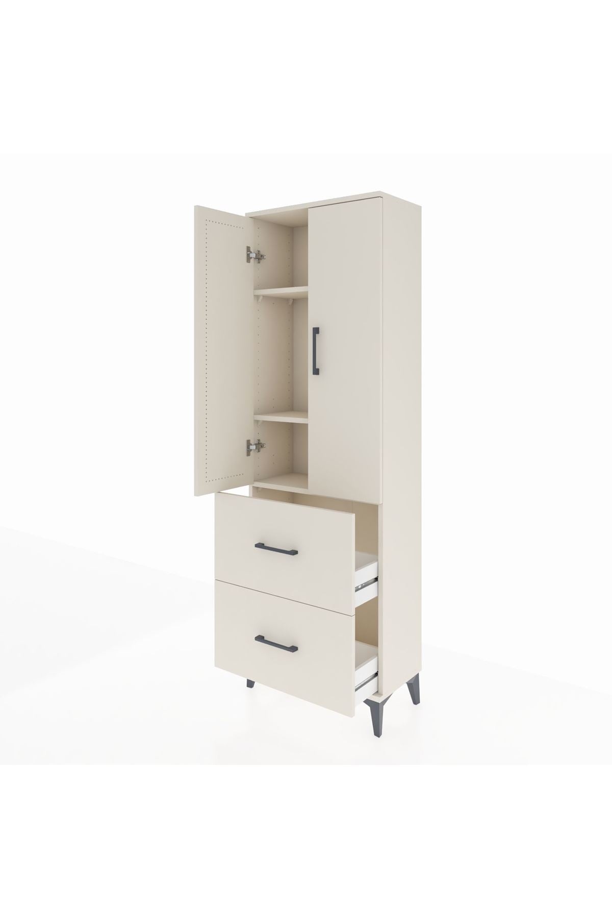 Arges Dolap 3 Raflı 2 Çekmeceli 2 Kapaklı 60x30x182 - S23M021V1A