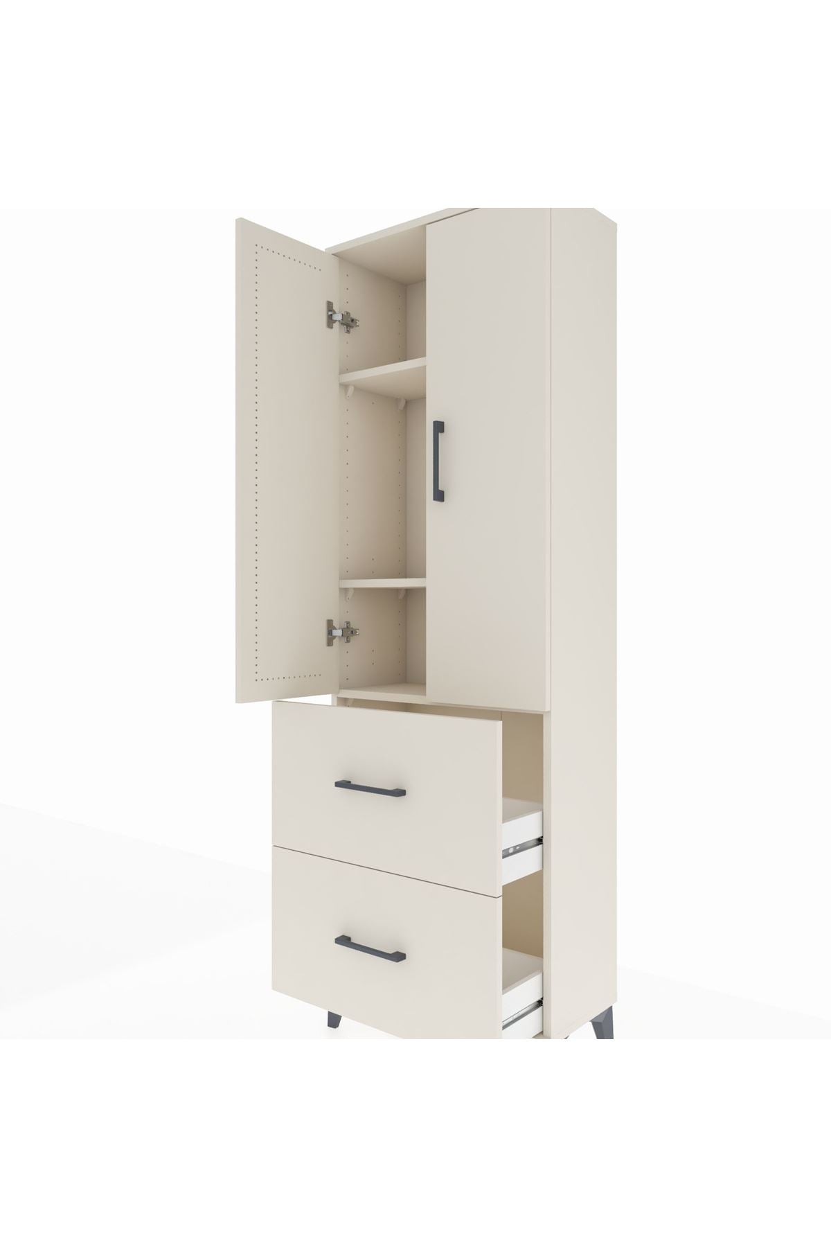 Arges Dolap 3 Raflı 2 Çekmeceli 2 Kapaklı 60x30x182 - S23M021V1A