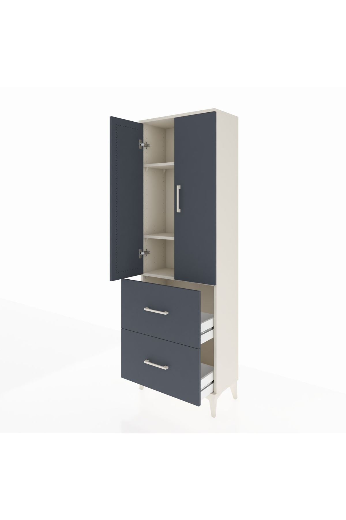 Arges Dolap 3 Raflı 2 Çekmeceli 2 Kapaklı 60x30x182 - S23M021V2A