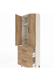 Arges Dolap 3 Raflı 2 Çekmeceli 2 Kapaklı 60x30x182 - S23M021V3A