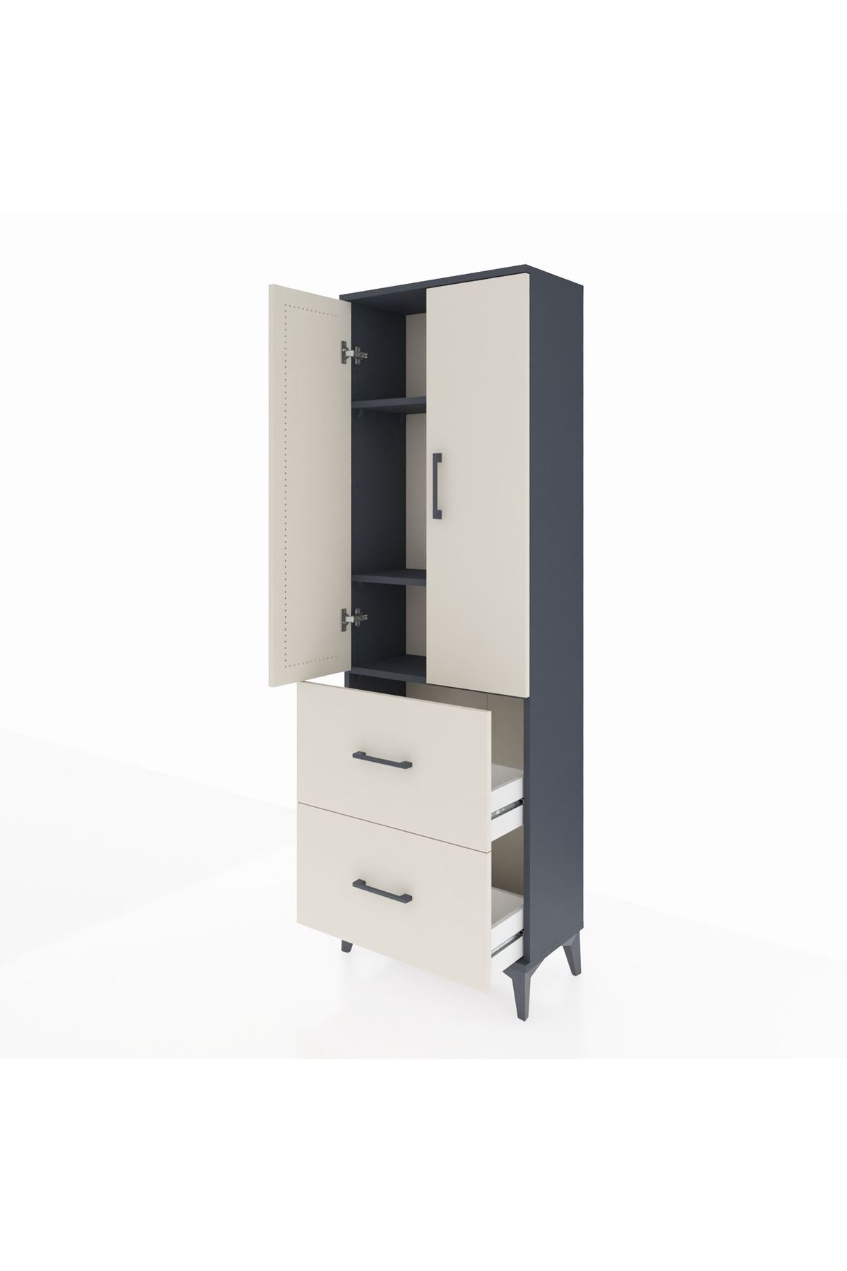 Arges Dolap 3 Raflı 2 Çekmeceli 2 Kapaklı 60x30x182 - S23M021V4A
