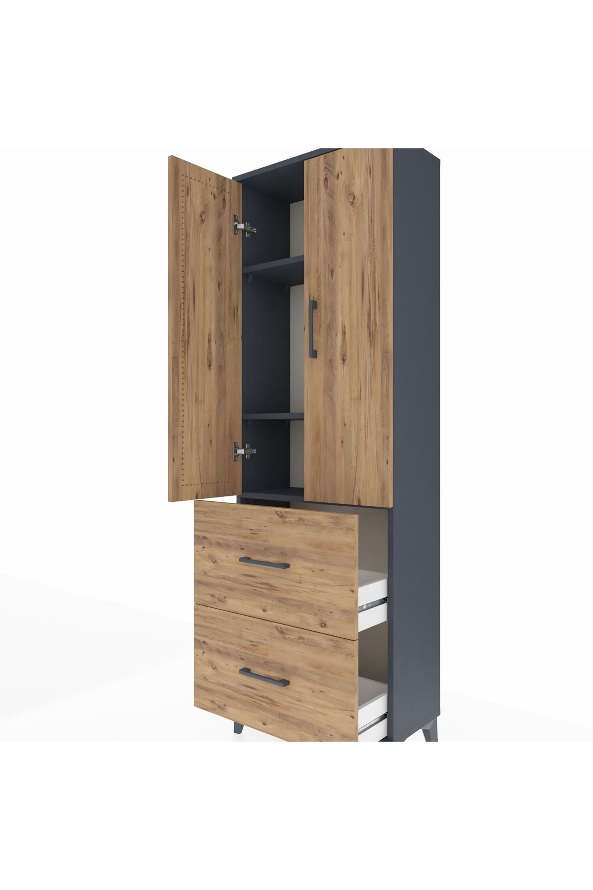 Arges Dolap 3 Raflı 2 Çekmeceli 2 Kapaklı 60x30x182 - S23M021V6A