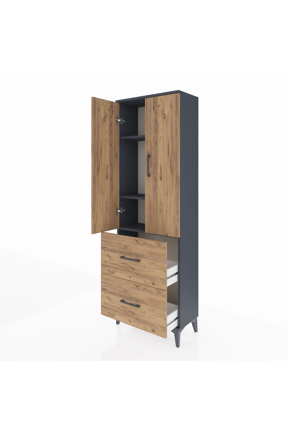 Arges Dolap 3 Raflı 2 Çekmeceli 2 Kapaklı 60x30x182 - S23M021V6A