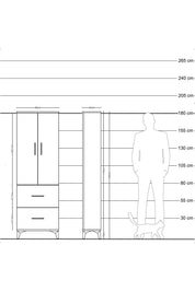 Arges Dolap 3 Raflı 2 Çekmeceli 2 Kapaklı 60x30x182 - S23M021V7A