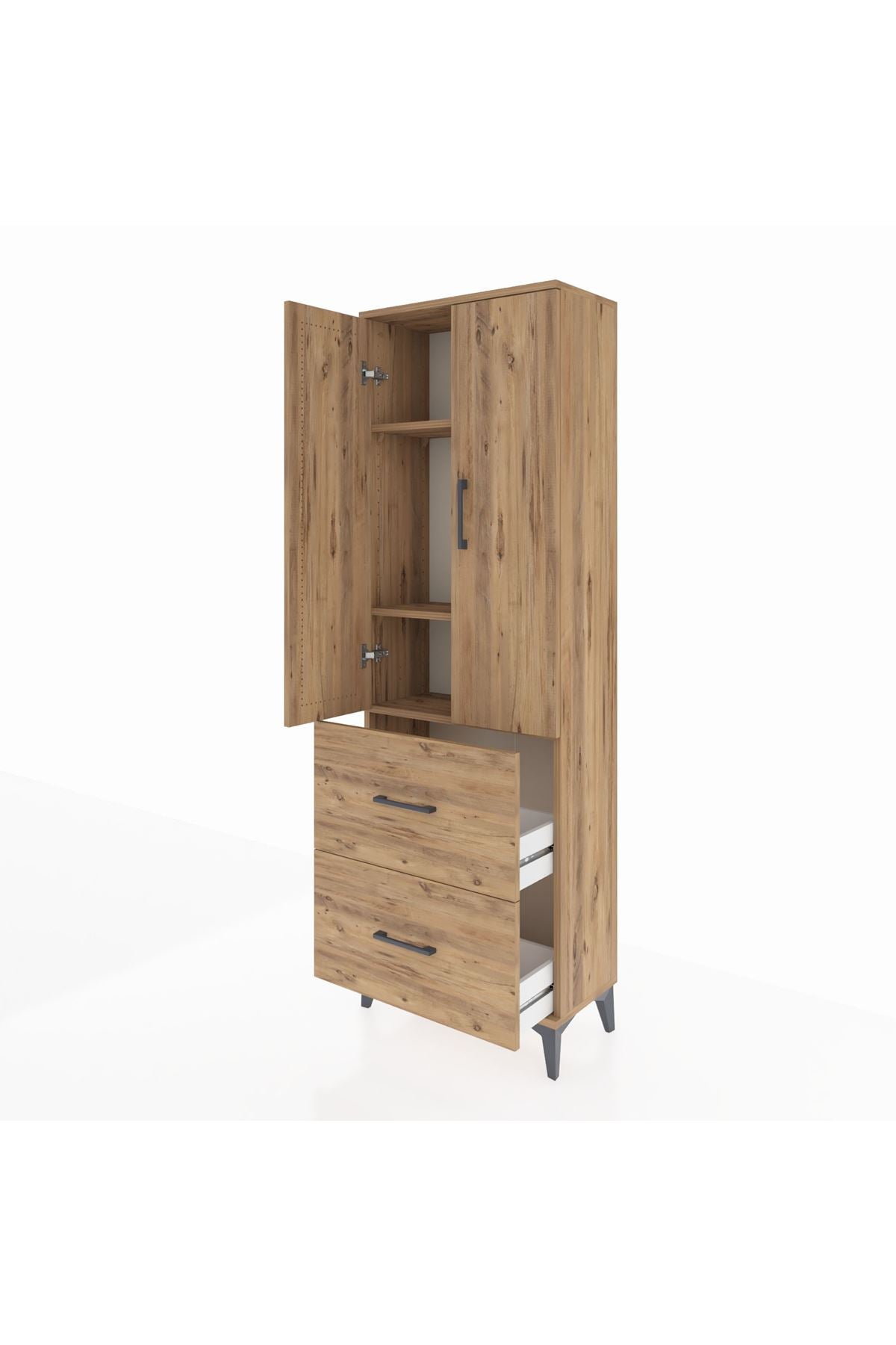 Arges Dolap 3 Raflı 2 Çekmeceli 2 Kapaklı 60x30x182 - S23M021V9A