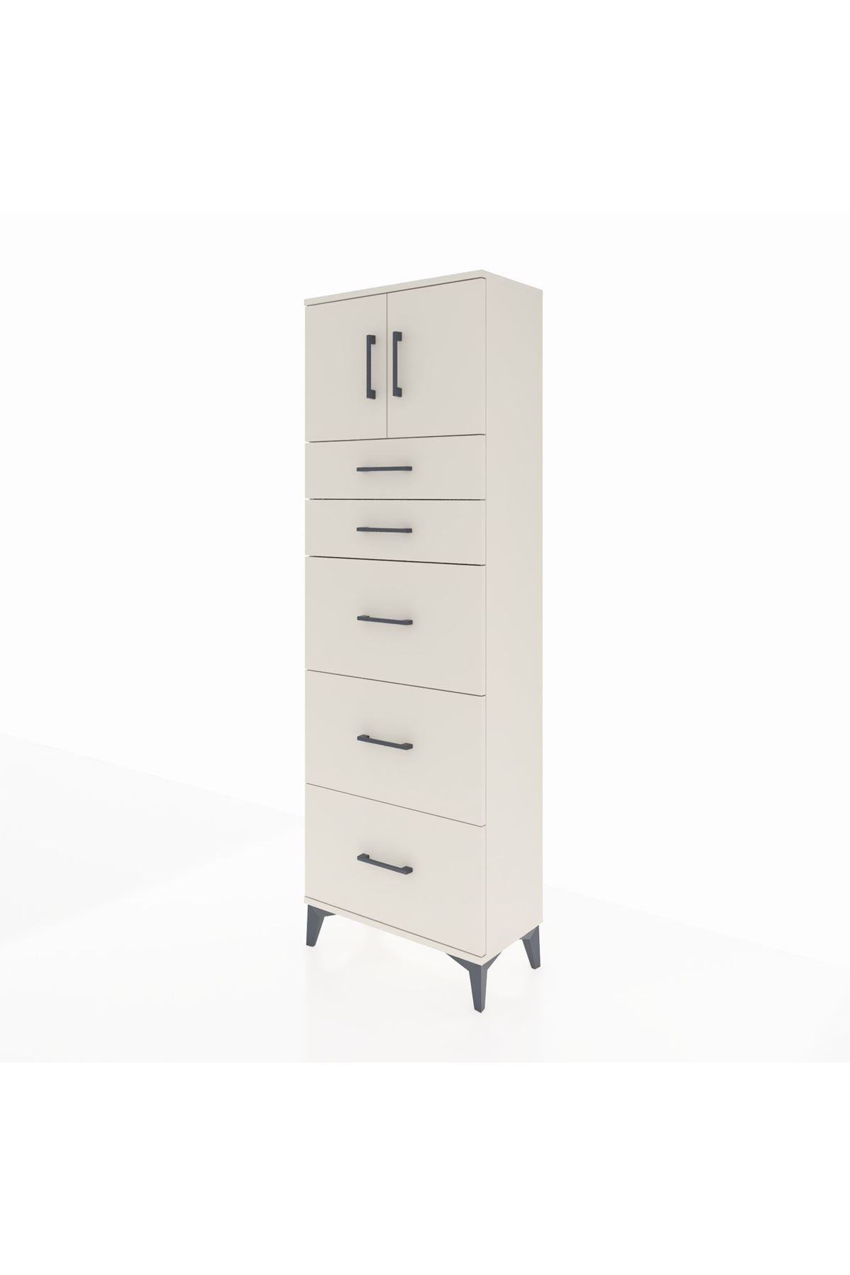 Arges Dolap Tek Raflı 5 Çekmeceli 2 Kapaklı 60x30x182 - S23M022V1A