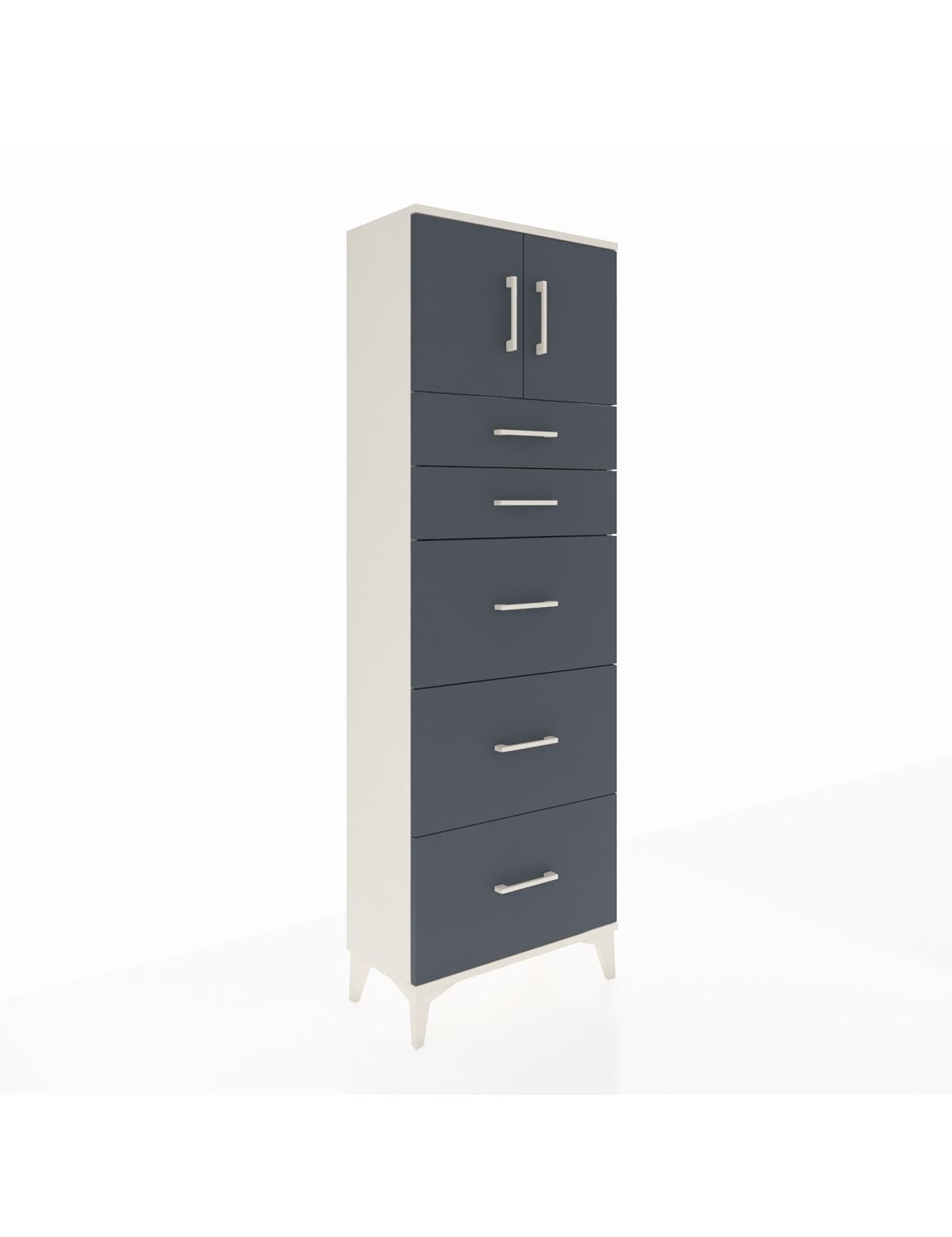 Arges Dolap Tek Raflı 5 Çekmeceli 2 Kapaklı 60x30x182 - S23M022V2A