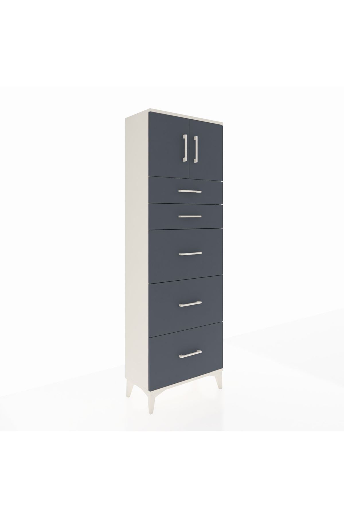 Arges Dolap Tek Raflı 5 Çekmeceli 2 Kapaklı 60x30x182 - S23M022V2A