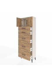 Arges Dolap Tek Raflı 5 Çekmeceli 2 Kapaklı 60x30x182 - S23M022V3A