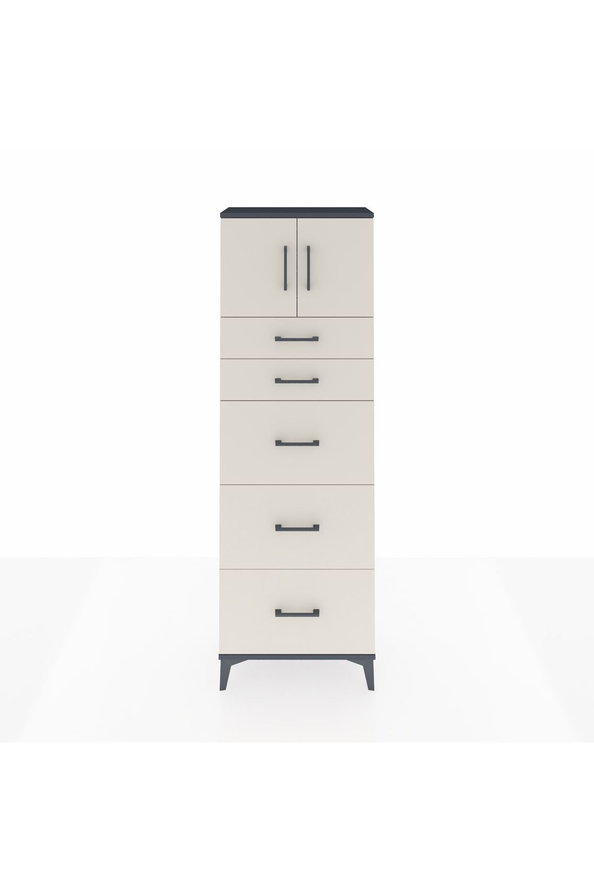 Arges Dolap Tek Raflı 5 Çekmeceli 2 Kapaklı 60x30x182 - S23M022V4A