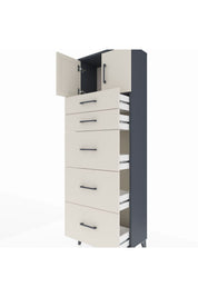 Arges Dolap Tek Raflı 5 Çekmeceli 2 Kapaklı 60x30x182 - S23M022V4A