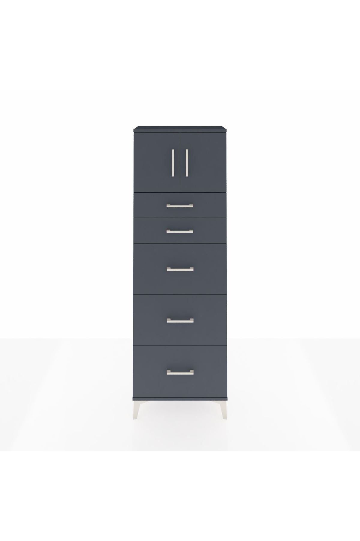 Arges Dolap Tek Raflı 5 Çekmeceli 2 Kapaklı 60x30x182 - S23M022V5A
