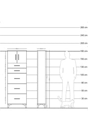 Arges Dolap Tek Raflı 5 Çekmeceli 2 Kapaklı 60x30x182 - S23M022V4A