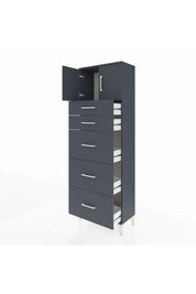 Arges Dolap Tek Raflı 5 Çekmeceli 2 Kapaklı 60x30x182 - S23M022V5A