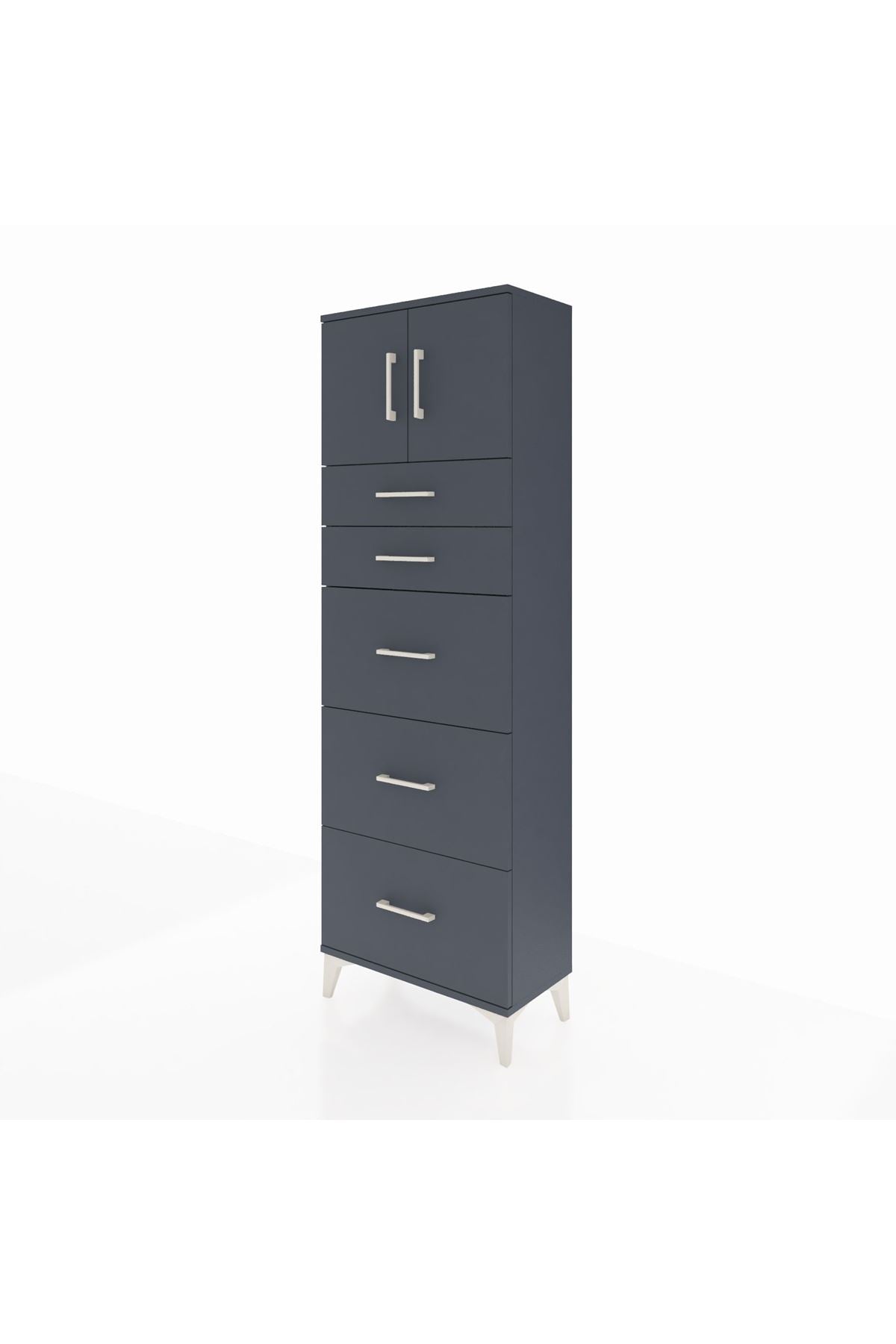 Arges Dolap Tek Raflı 5 Çekmeceli 2 Kapaklı 60x30x182 - S23M022V5A