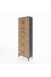 Arges Dolap Tek Raflı 5 Çekmeceli 2 Kapaklı 60x30x182 - S23M022V6A
