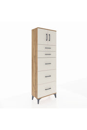 Arges Dolap Tek Raflı 5 Çekmeceli 2 Kapaklı 60x30x182 - S23M022V7A