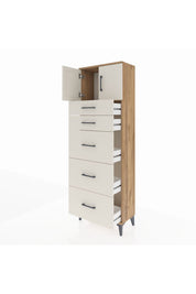 Arges Dolap Tek Raflı 5 Çekmeceli 2 Kapaklı 60x30x182 - S23M022V7A