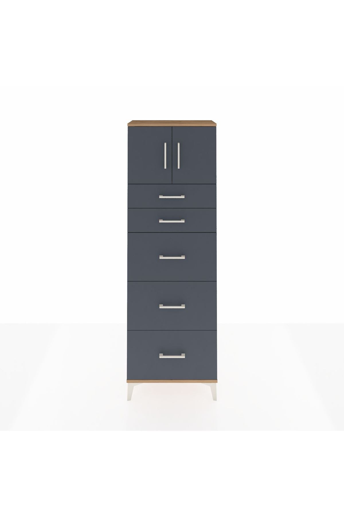 Arges Dolap Tek Raflı 5 Çekmeceli 2 Kapaklı 60x30x182 - S23M022V8A