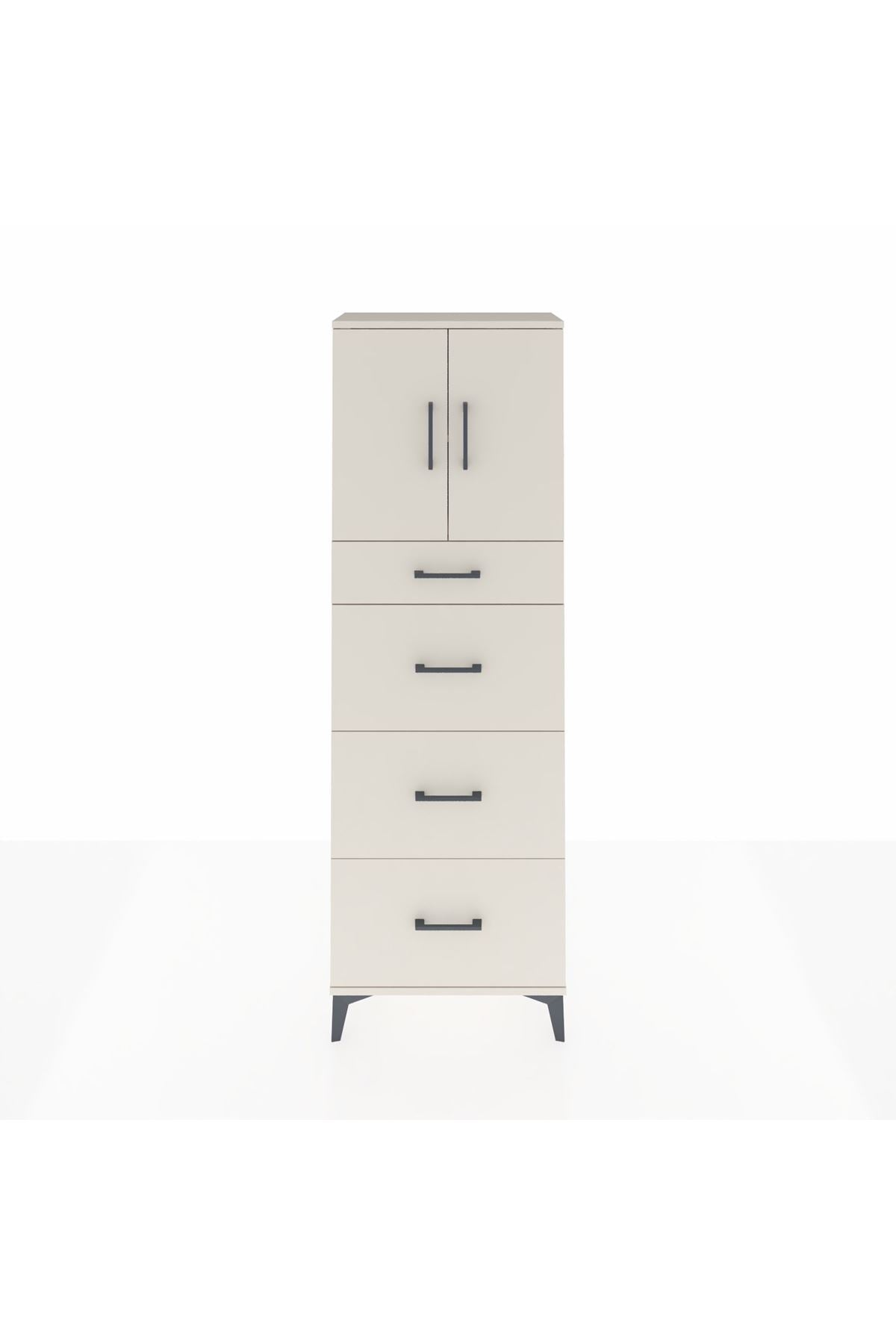 Arges Dolap 2 Raflı 4 Çekmeceli 2 Kapaklı 60x30x182 - S23M023V1A