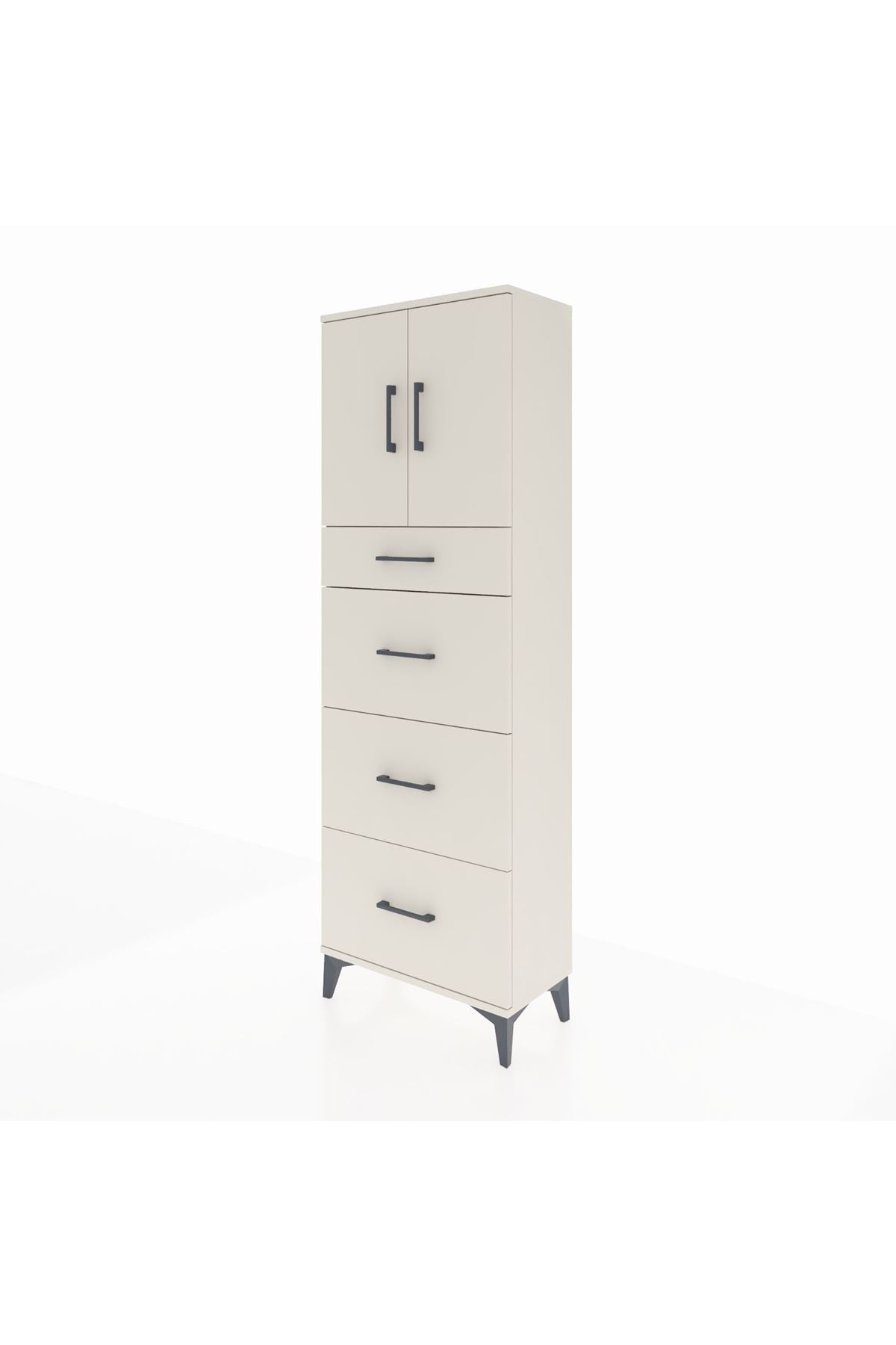 Arges Dolap 2 Raflı 4 Çekmeceli 2 Kapaklı 60x30x182 - S23M023V1A