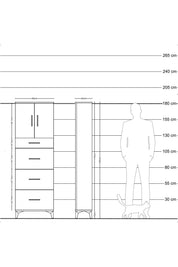 Arges Dolap 2 Raflı 4 Çekmeceli 2 Kapaklı 60x30x182 - S23M023V1A