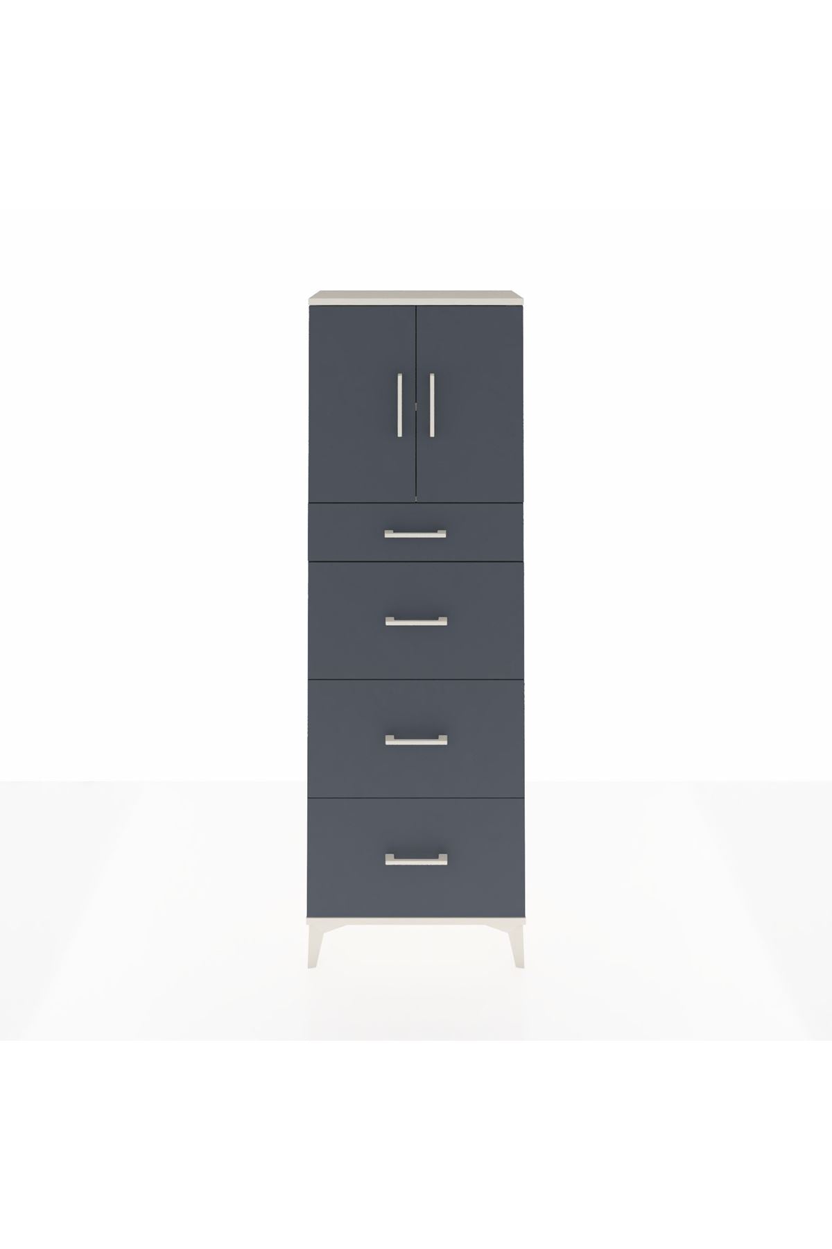 Arges Dolap 2 Raflı 4 Çekmeceli 2 Kapaklı 60x30x182 - S23M023V2A