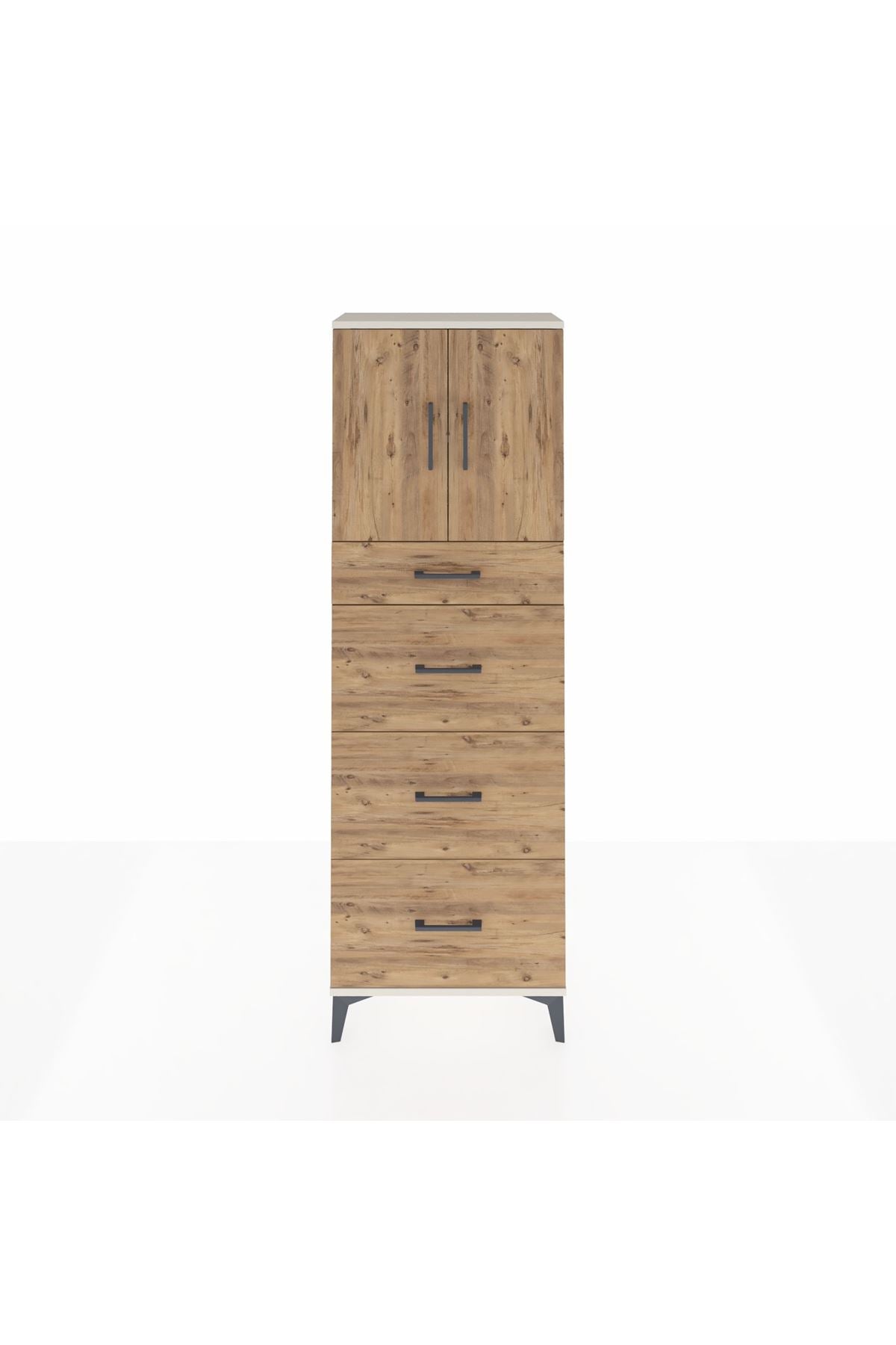 Arges Dolap 2 Raflı 4 Çekmeceli 2 Kapaklı 60x30x182 - S23M023V3A
