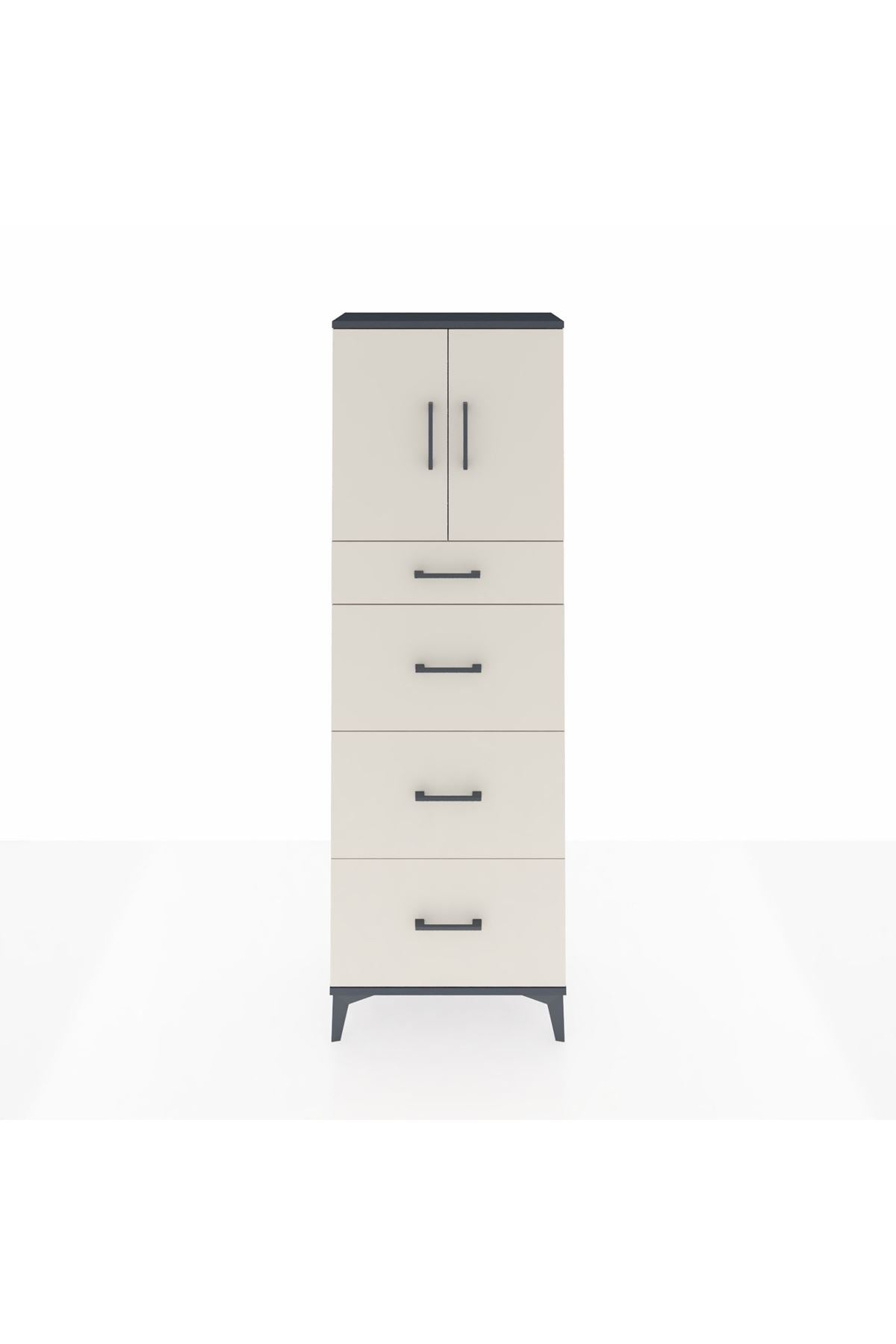 Arges Dolap 2 Raflı 4 Çekmeceli 2 Kapaklı 60x30x182 - S23M023V4A
