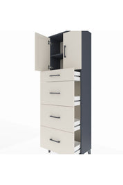 Arges Dolap 2 Raflı 4 Çekmeceli 2 Kapaklı 60x30x182 - S23M023V4A