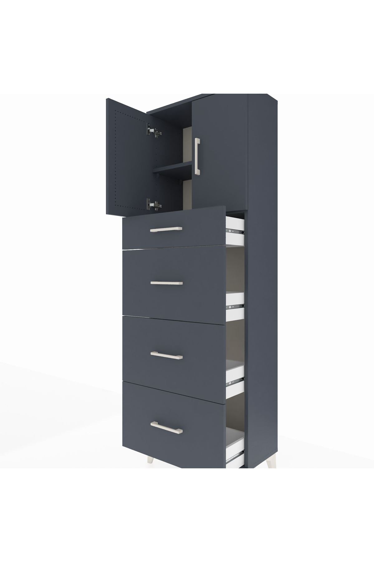 Arges Dolap 2 Raflı 4 Çekmeceli 2 Kapaklı 60x30x182 - S23M023V5A