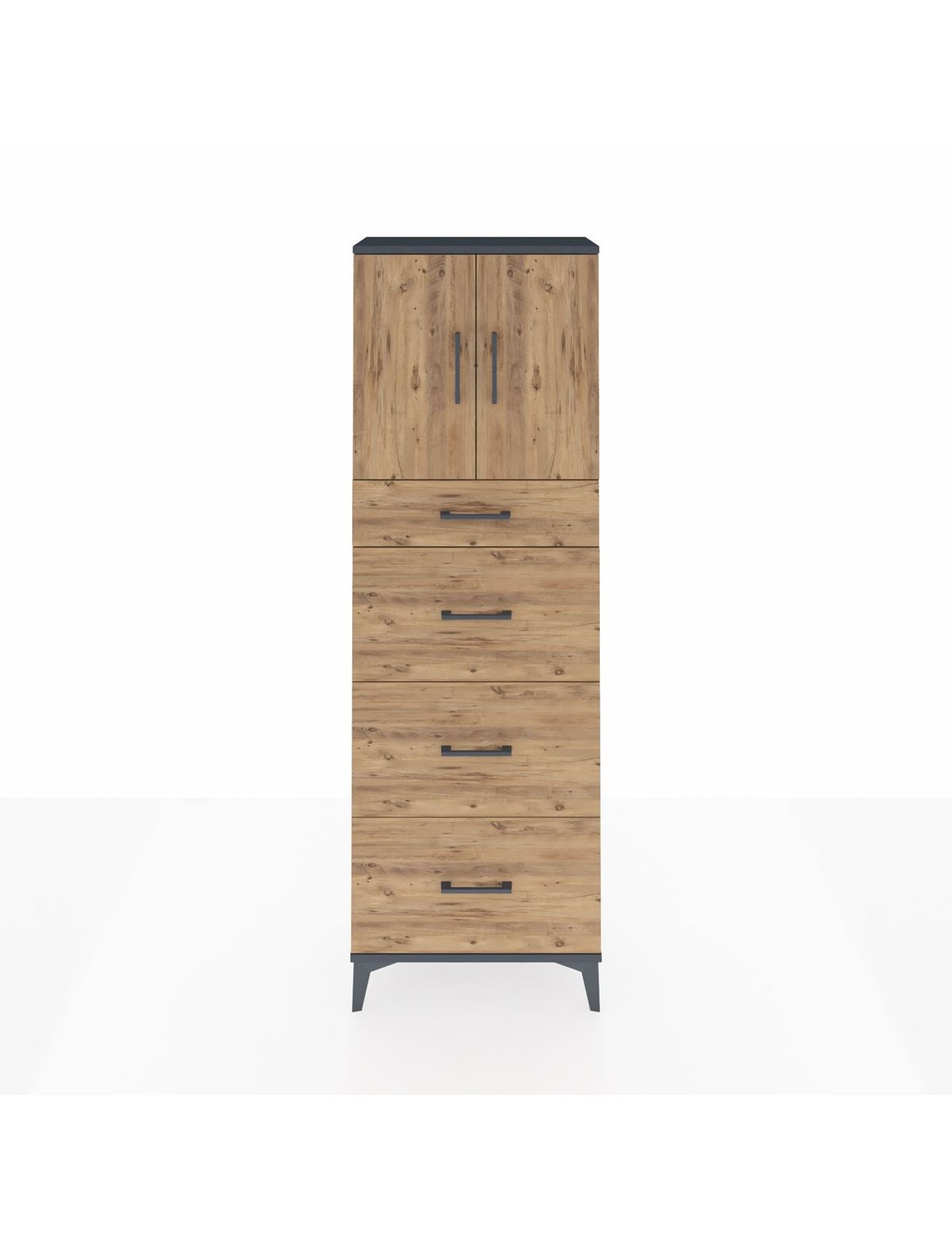 Arges Dolap 2 Raflı 4 Çekmeceli 2 Kapaklı 60x30x182 - S23M023V6A