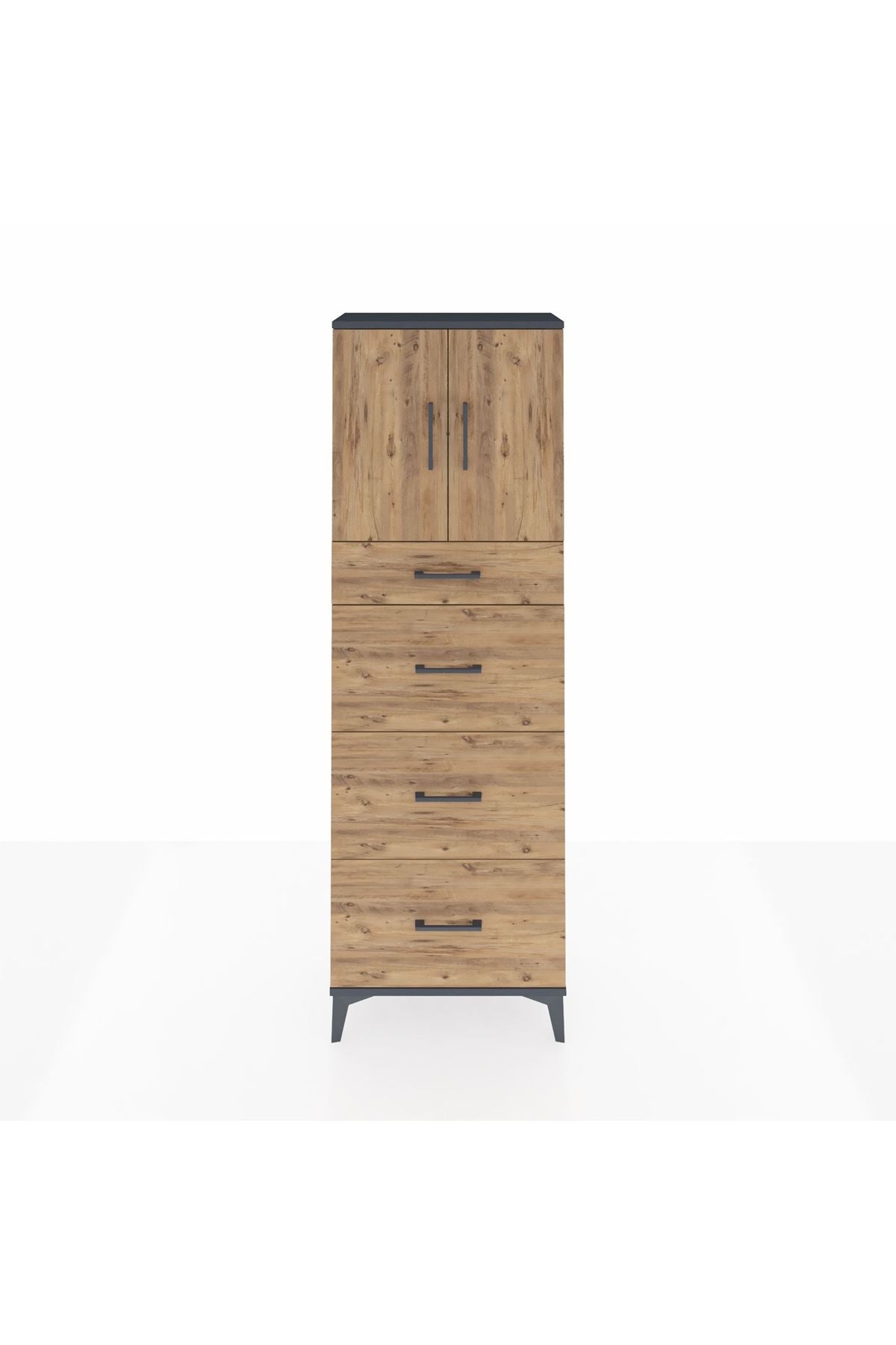 Arges Dolap 2 Raflı 4 Çekmeceli 2 Kapaklı 60x30x182 - S23M023V6A