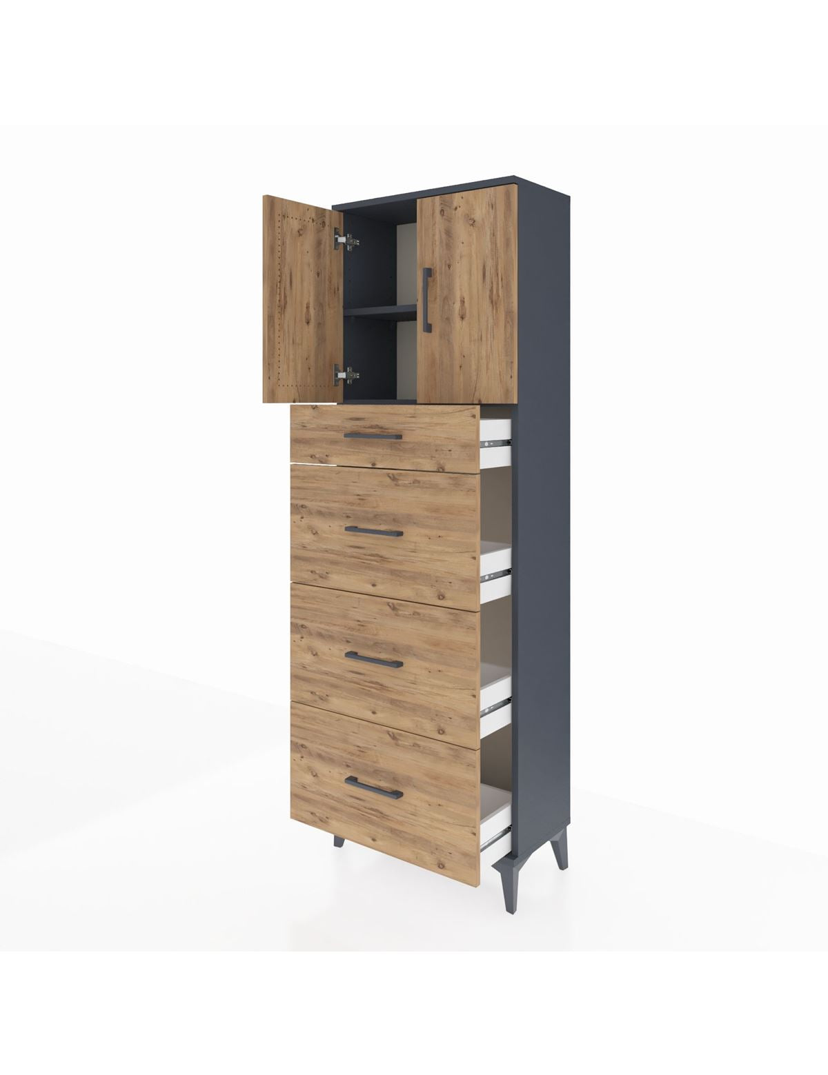 Arges Dolap 2 Raflı 4 Çekmeceli 2 Kapaklı 60x30x182 - S23M023V6A