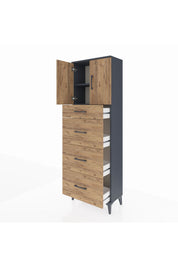 Arges Dolap 2 Raflı 4 Çekmeceli 2 Kapaklı 60x30x182 - S23M023V6A