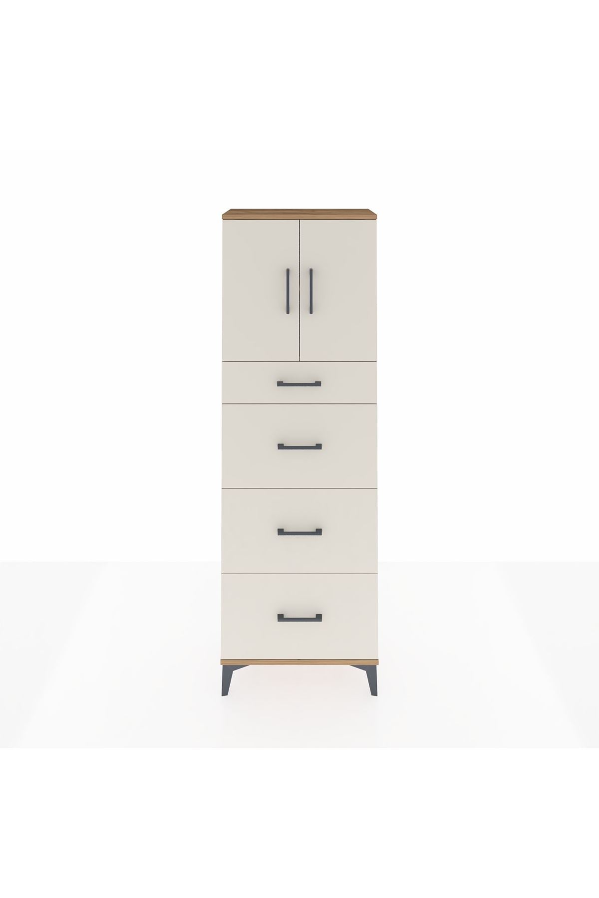 Arges Dolap 2 Raflı 4 Çekmeceli 2 Kapaklı 60x30x182 - S23M023V7A