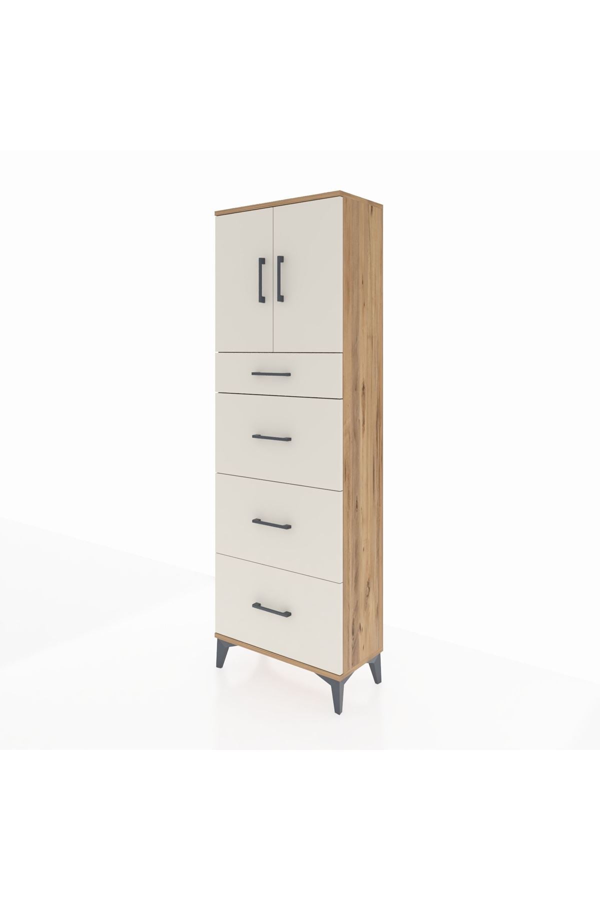 Arges Dolap 2 Raflı 4 Çekmeceli 2 Kapaklı 60x30x182 - S23M023V7A