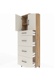 Arges Dolap 2 Raflı 4 Çekmeceli 2 Kapaklı 60x30x182 - S23M023V7A