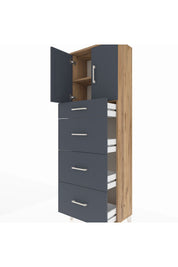 Arges Dolap 2 Raflı 4 Çekmeceli 2 Kapaklı 60x30x182 - S23M023V8A