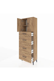 Arges Dolap 2 Raflı 4 Çekmeceli 2 Kapaklı 60x30x182 - S23M023V9A