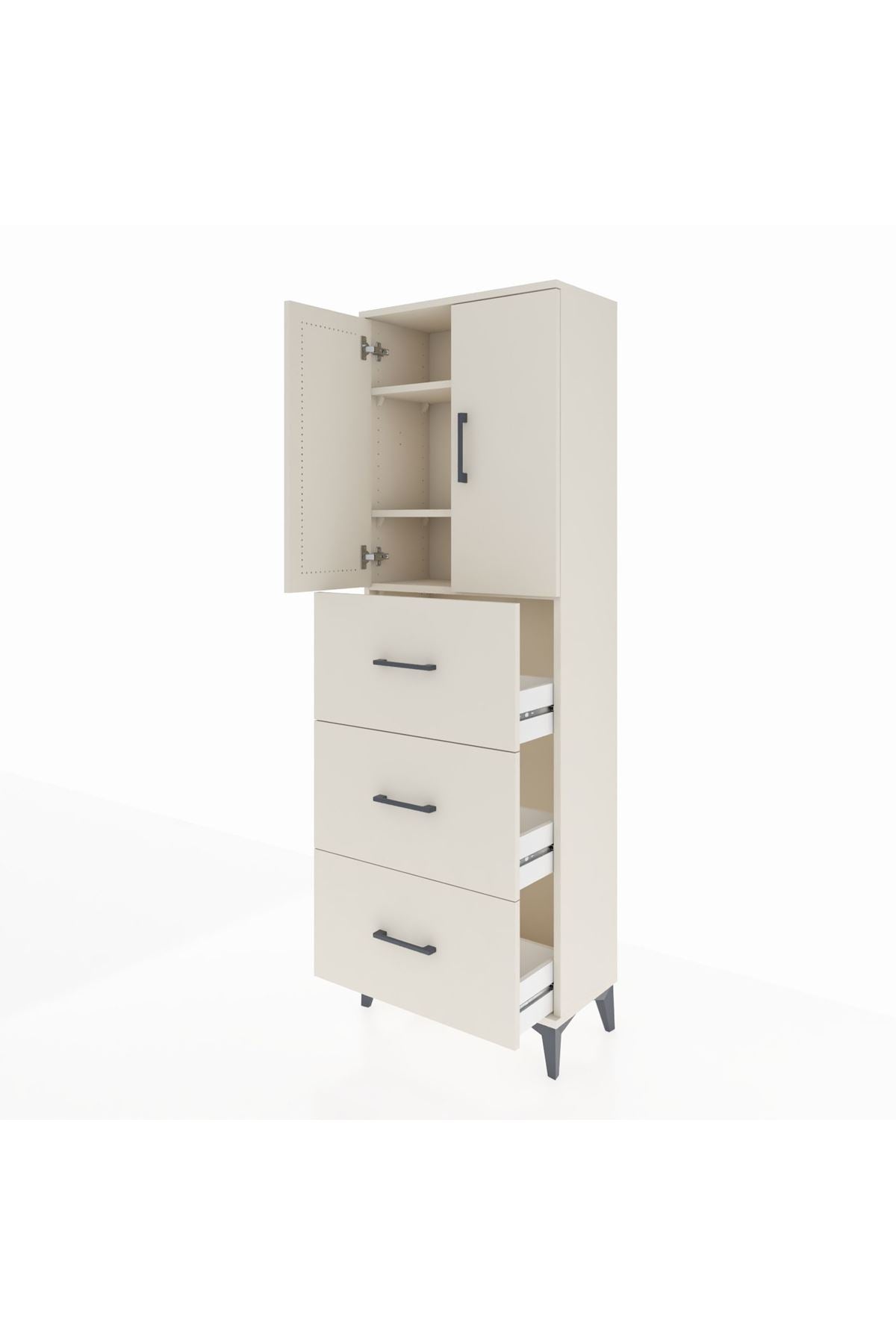 Arges Dolap 3 Raflı 3 Çekmeceli 2 Kapaklı 60x30x182 - S23M024V1A