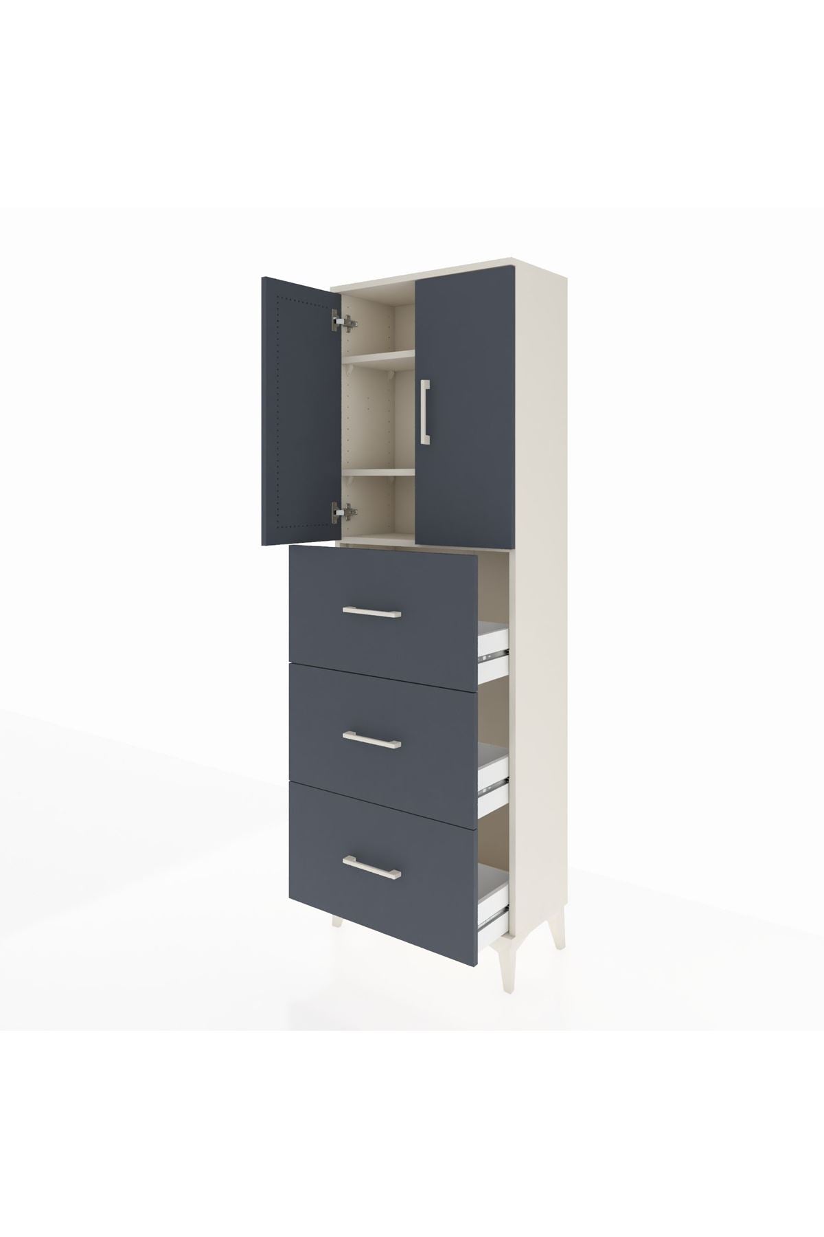 Arges Dolap 3 Raflı 3 Çekmeceli 2 Kapaklı 60x30x182 - S23M024V2A