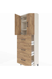 Arges Dolap 3 Raflı 3 Çekmeceli 2 Kapaklı 60x30x182 - S23M024V3A