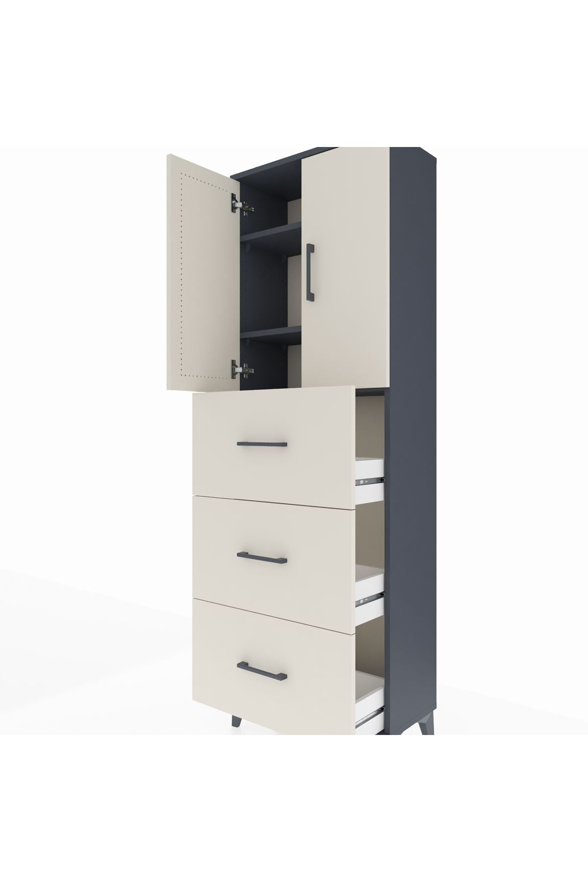 Arges Dolap 3 Raflı 3 Çekmeceli 2 Kapaklı 60x30x182 - S23M024V4A
