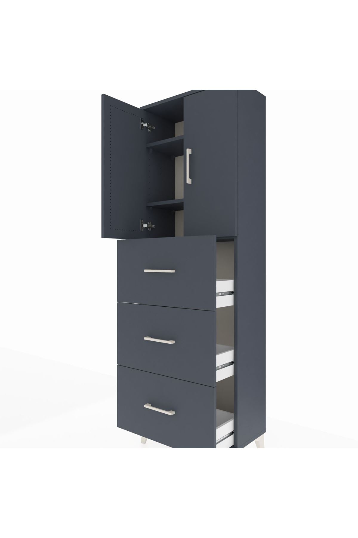 Arges Dolap 3 Raflı 3 Çekmeceli 2 Kapaklı 60x30x182 - S23M024V5A
