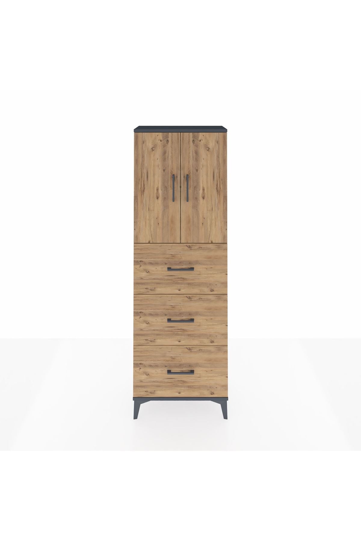 Arges Dolap 3 Raflı 3 Çekmeceli 2 Kapaklı 60x30x182 - S23M024V6A