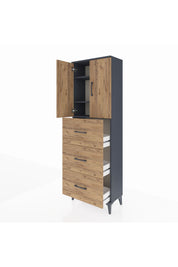 Arges Dolap 3 Raflı 3 Çekmeceli 2 Kapaklı 60x30x182 - S23M024V6A