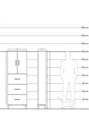 Arges Dolap 3 Raflı 3 Çekmeceli 2 Kapaklı 60x30x182 - S23M024V6A